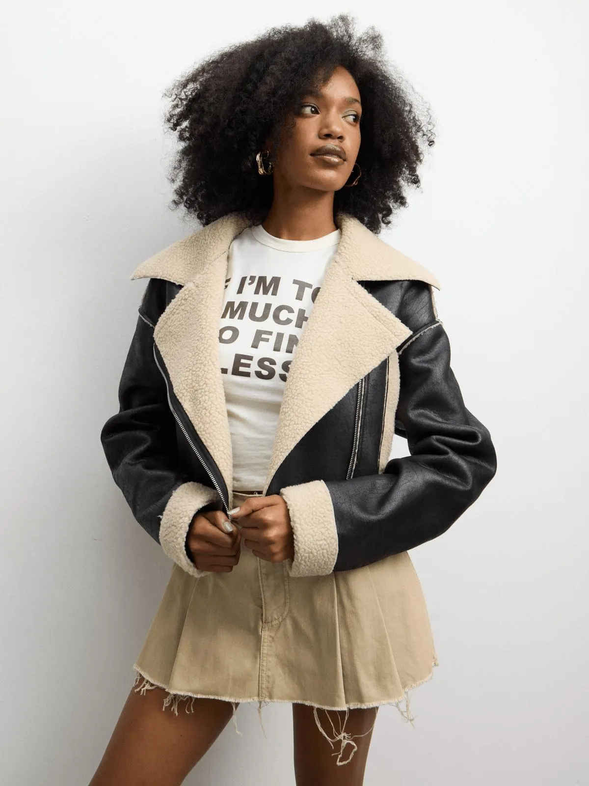 The FIX Women's Black Bonded Sherpa Crop Jacket