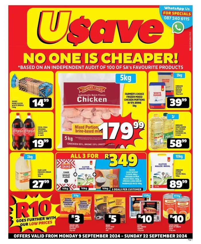 Usave weekly specials from 18 September to 22 September 2024 - Catalogue Page 1