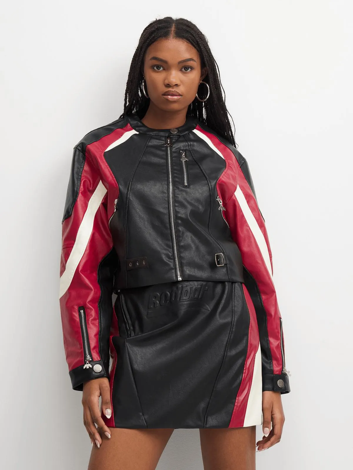 Redbat Women's Black/Red Biker Mini Skirt