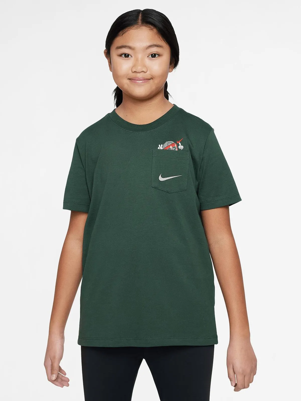Nike Unisex Youth Boxy Pocket Green T-Shirt