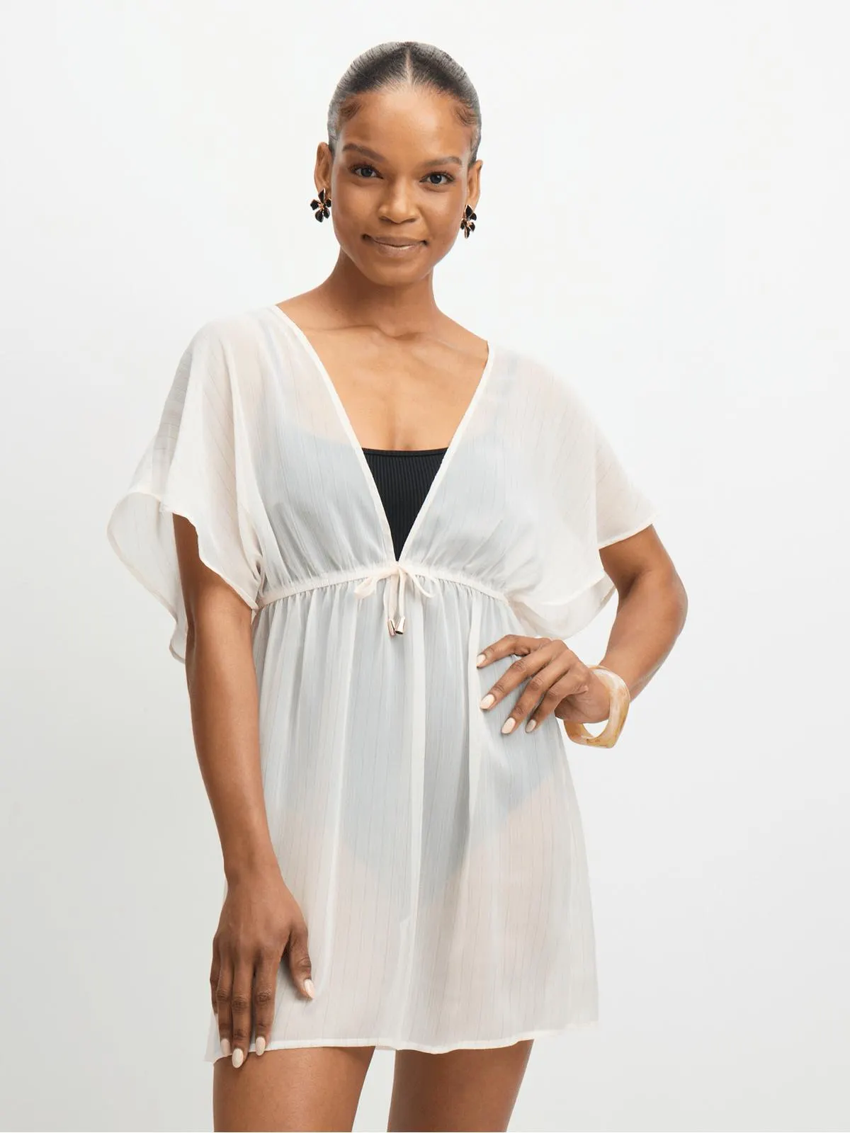 Jet Women's Cream Cover Up With Lurex