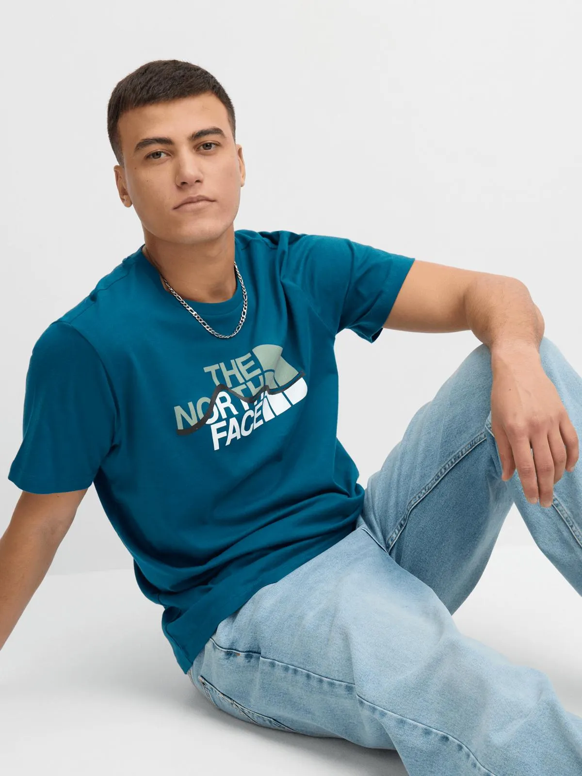 The North Face Mens Mountain Line Blue Tee