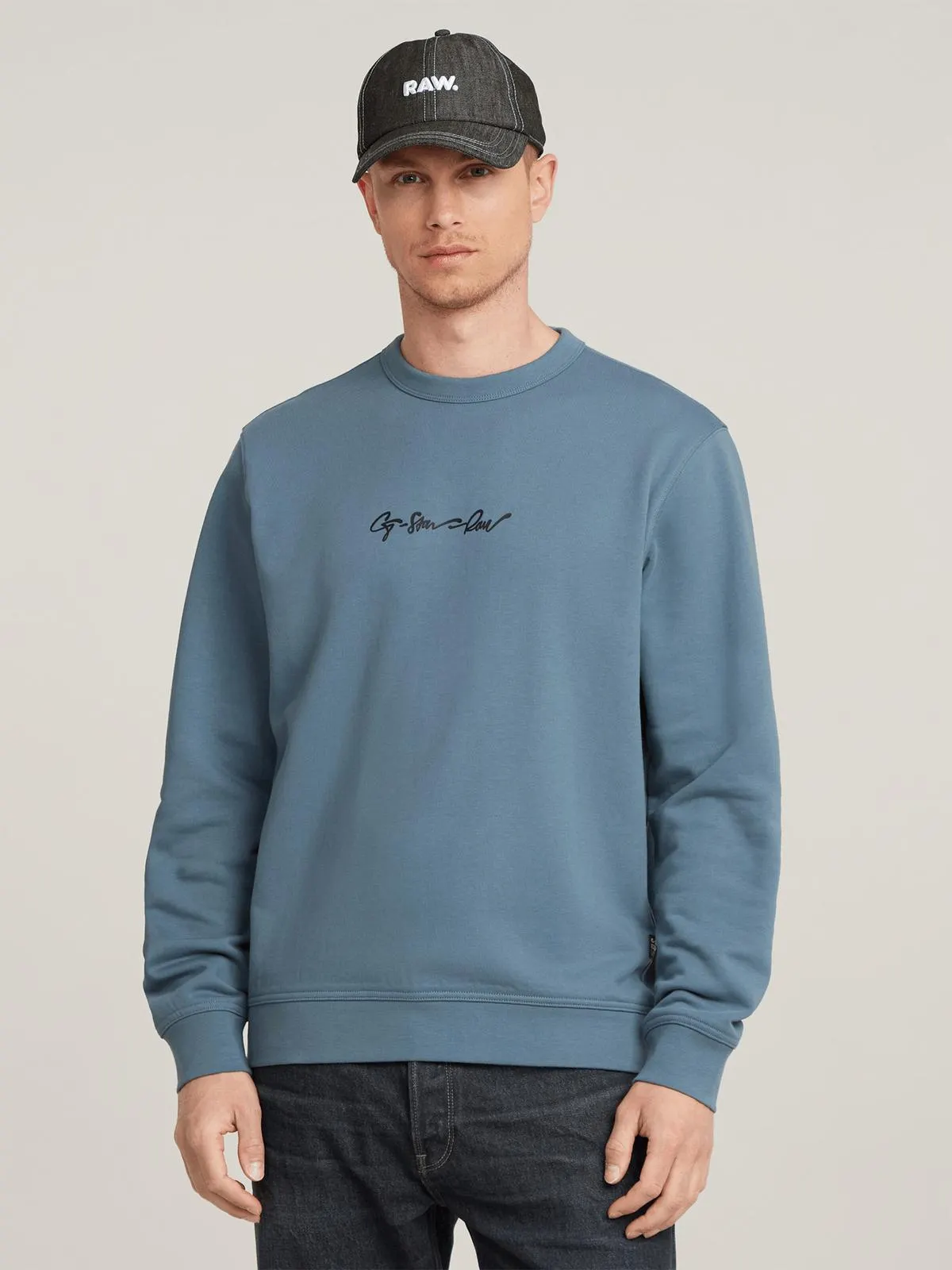 G-Star Men's G-Script Logo Blue Sweatshirt