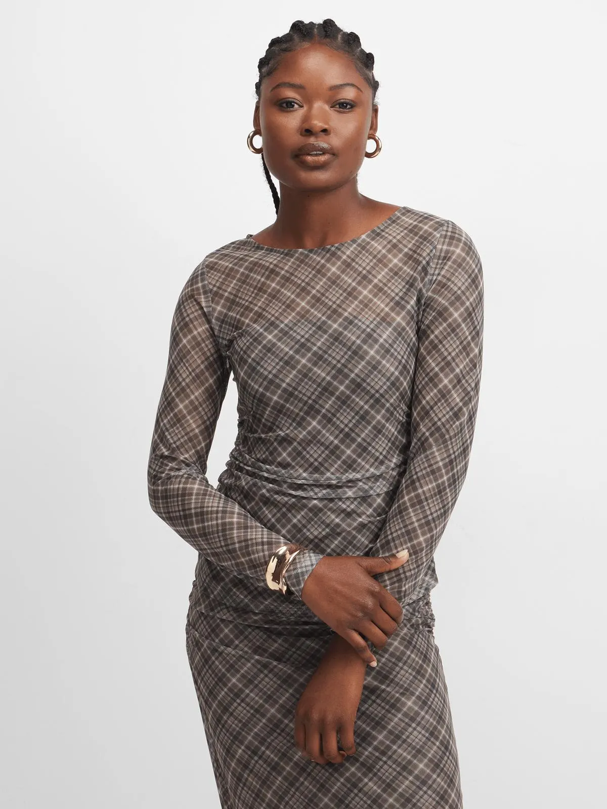 Jet Women's Brown Check Top