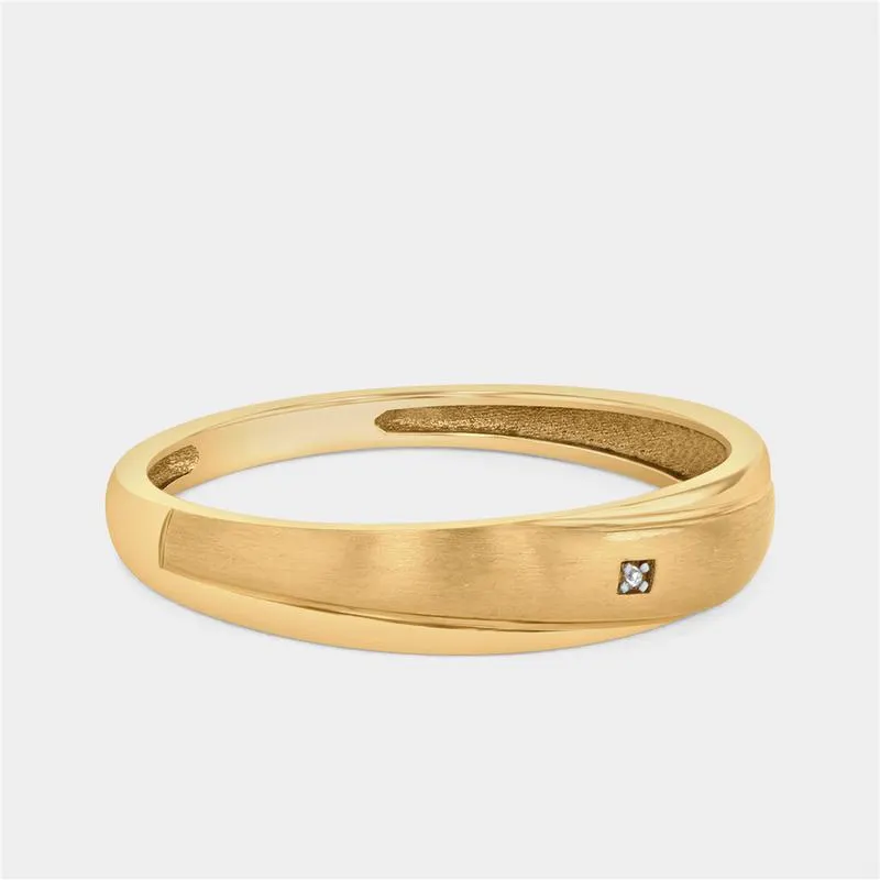 Yellow Gold Earth Grown Diamond Diagonal Groove Ring