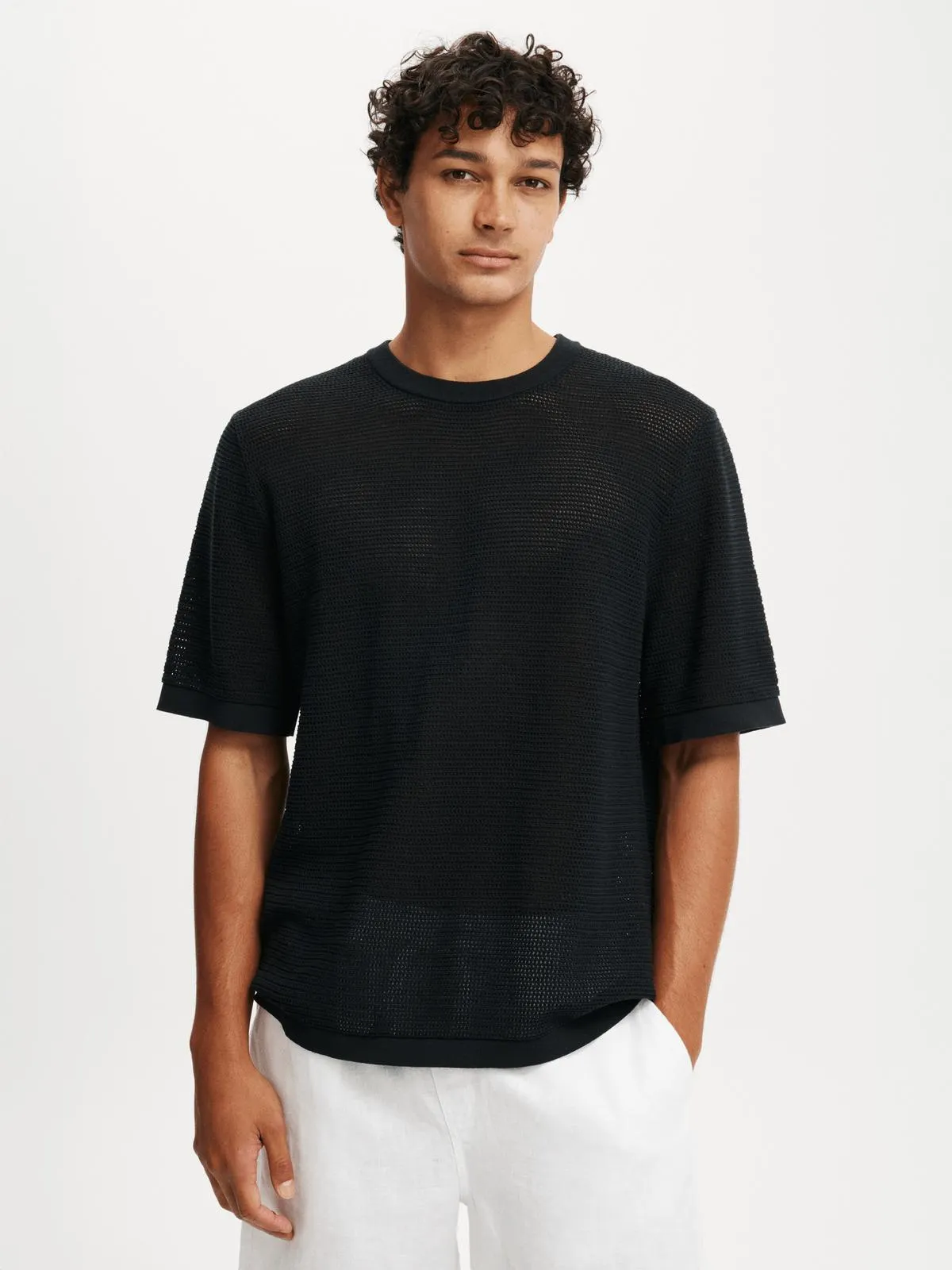 Men's Cotton On Black Knit T-shirt