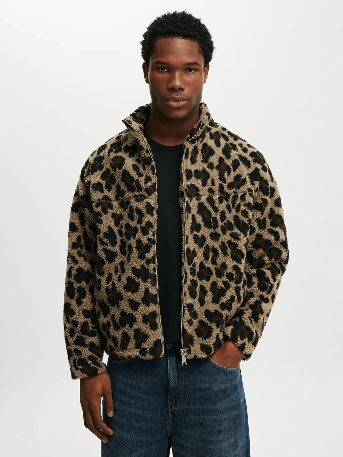 Men's Cotton On Multi Teddy Zip Through Jacket
