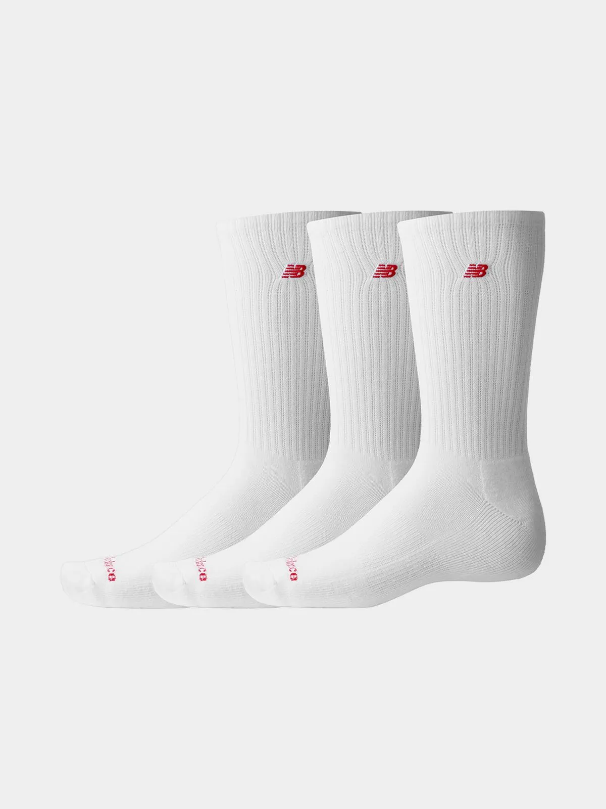 New Balance Unisex 3 Pack Crew White Sock