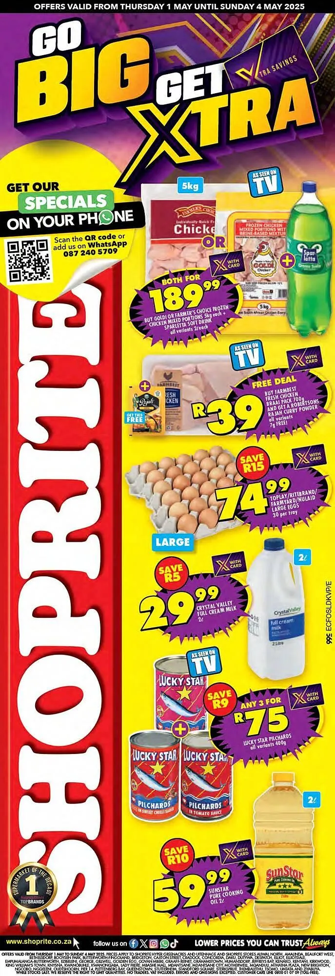 Shoprite catalogue from 1 May to 4 May 2025 - Catalogue Page 1