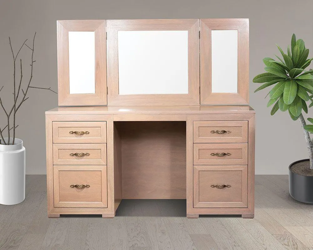 Serengeti wooden dresser set-all drawers with swivel mirror