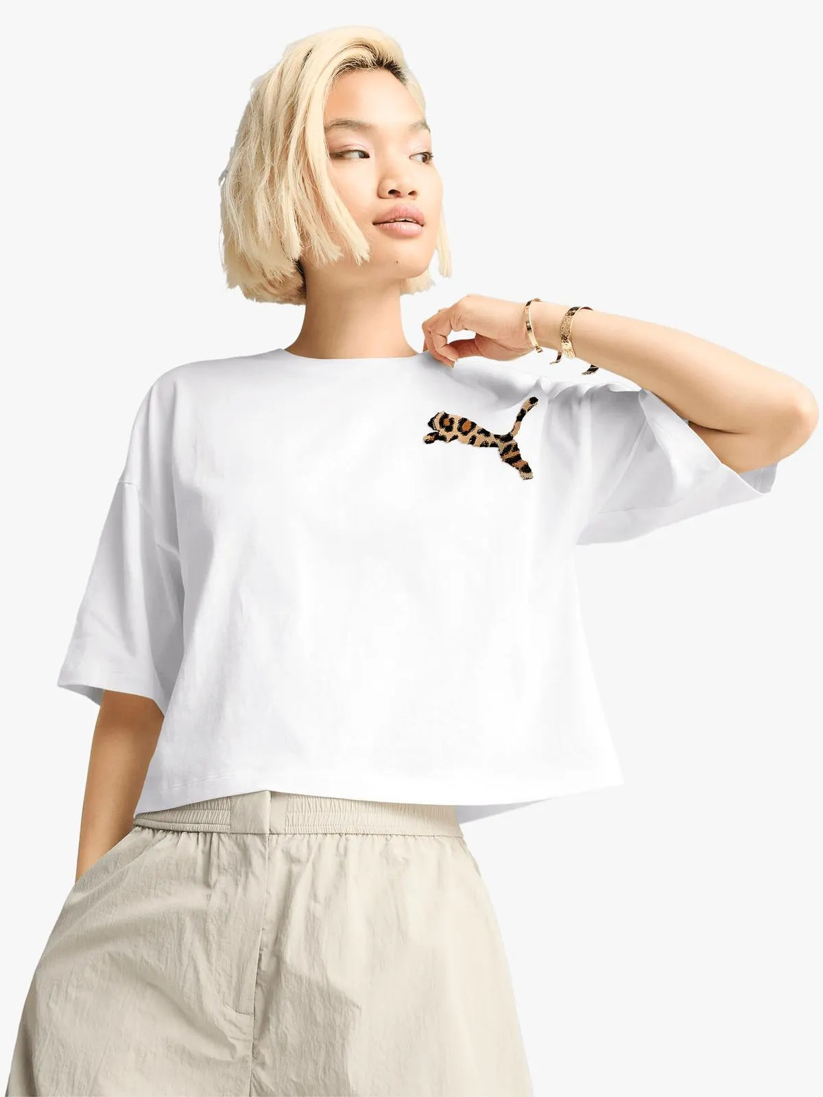 Puma Women's Leo Luxe White T-Shirt