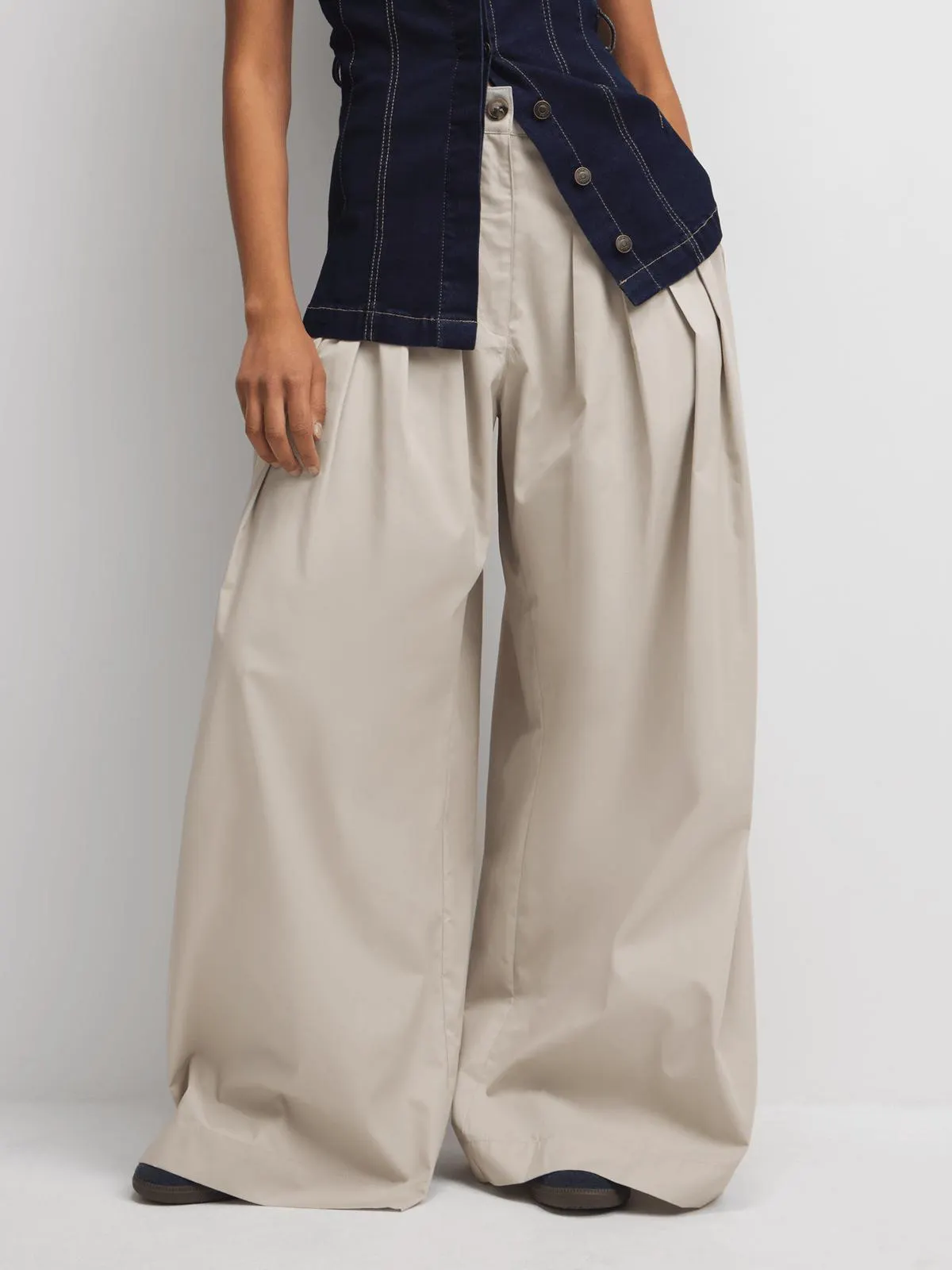 The FIX Women's Stone Pleated Wide Leg Pants