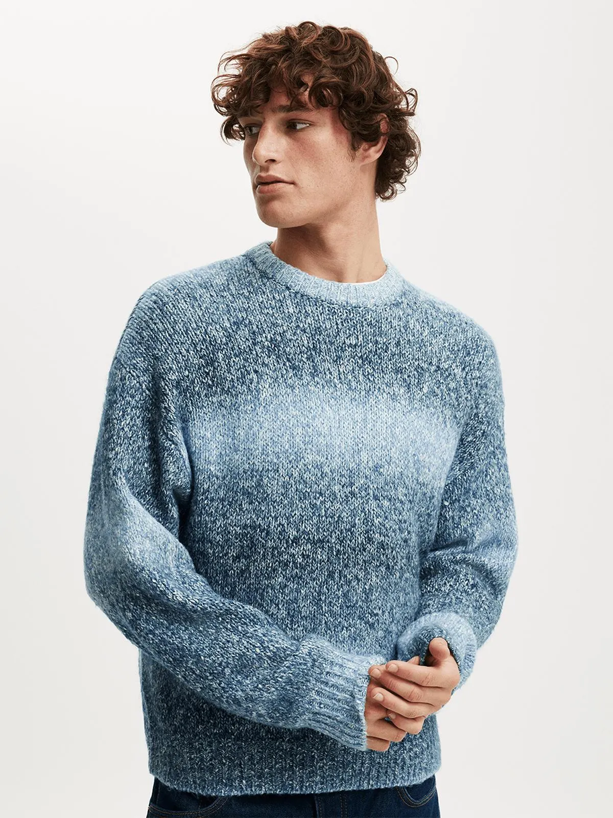 Men's Cotton On Blue Ombre Crew Knit