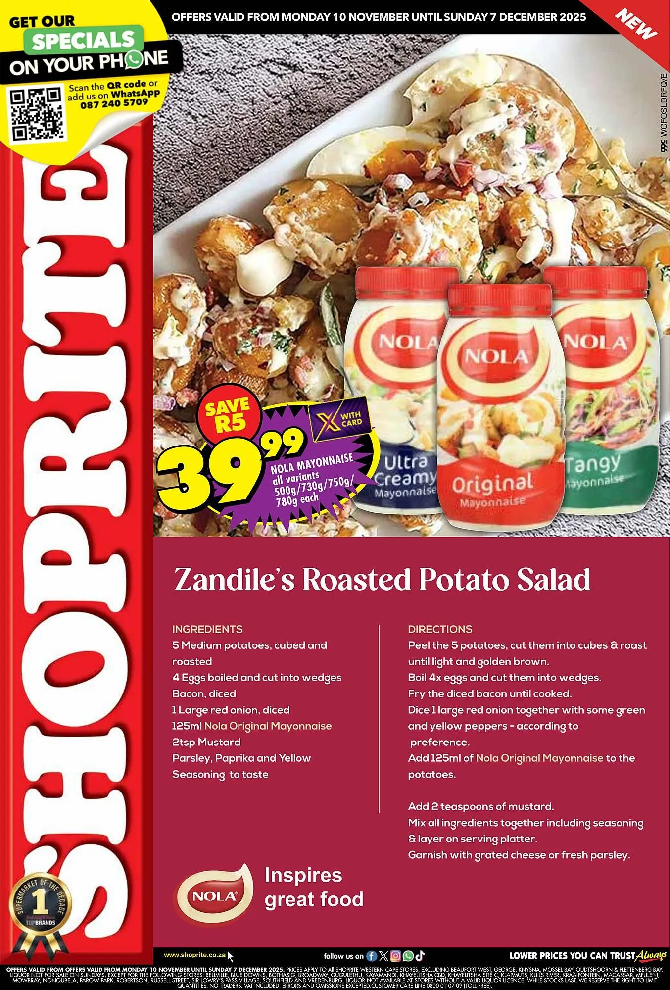 Shoprite catalogue from 10 November to 7 December 2025 - Catalogue Page 1