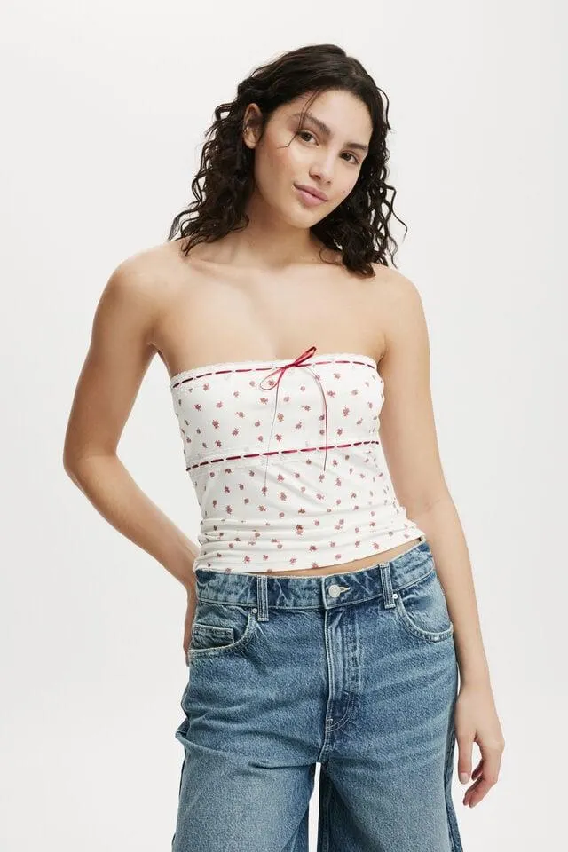 Sofia Ribbon Trim Tube Top