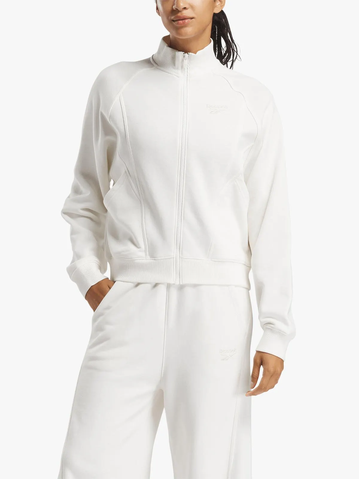 Reebok Women's Icon Element FT FZ White Sweat Top