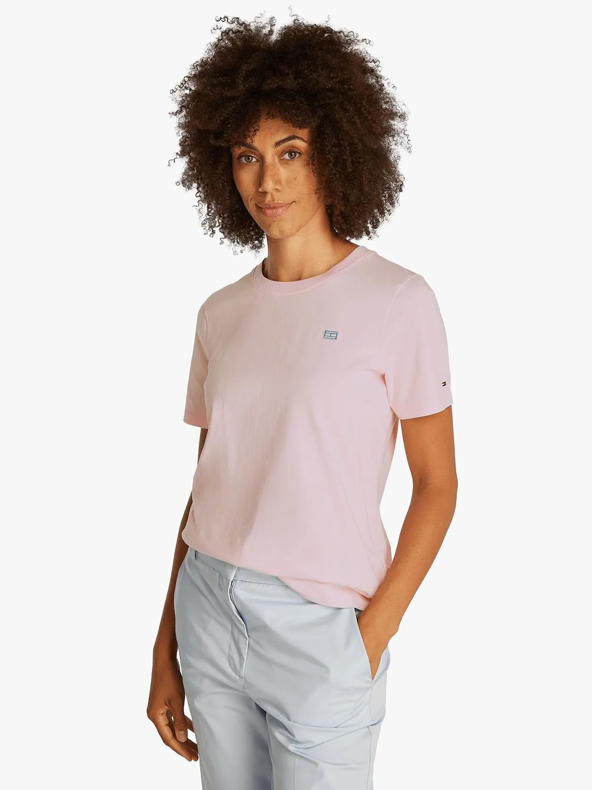 Women's Tommy Hilfiger Pink Reg Contrast Flag T-Shirt