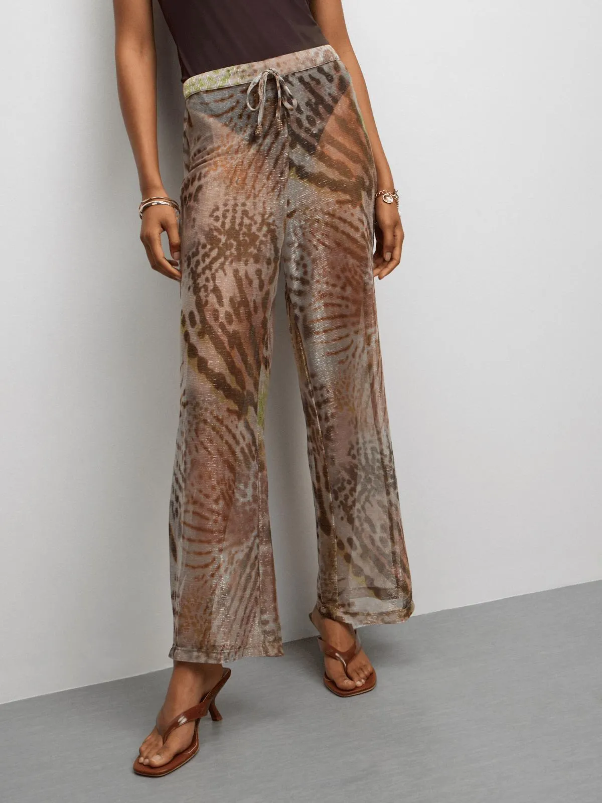 The FIX Women's Printed Co-Ord Mesh Straight Leg Pants