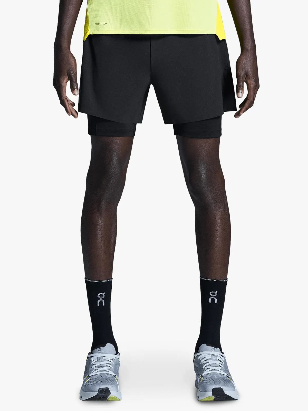 On Mens Performance 5 Inch 2-In-1 Black Shorts