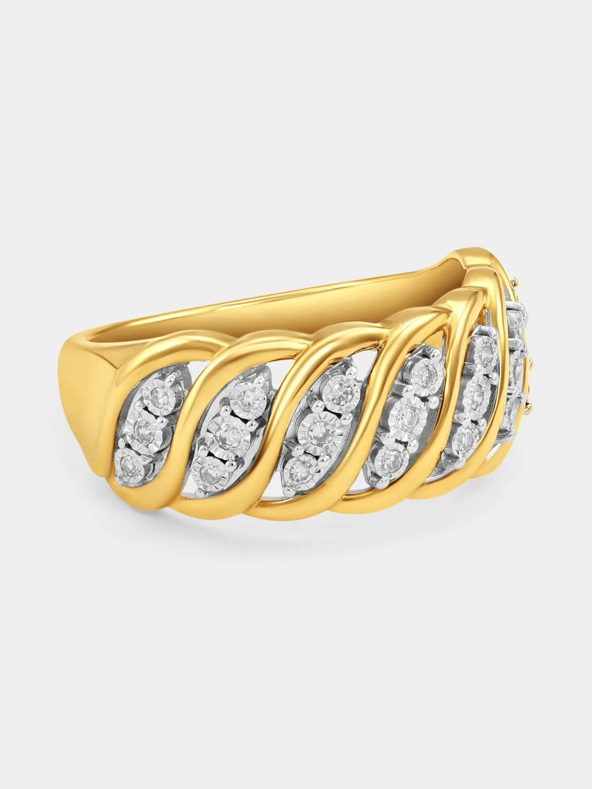 Yellow Gold Diamond Marquise Twist Ring