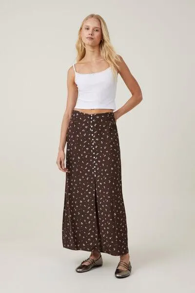 Emme Button Through Maxi Slip Skirt
