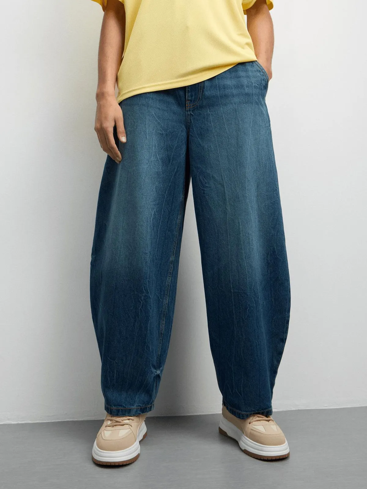 The FIX Men's Blue Wash 100% Cotton Barrel Jeans