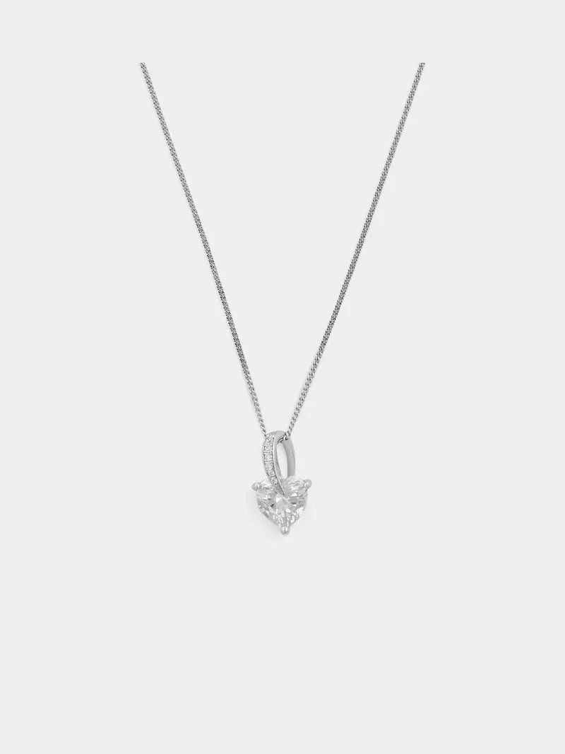 Sterling Silver Cubic Zirconia Heart Loop Pendant