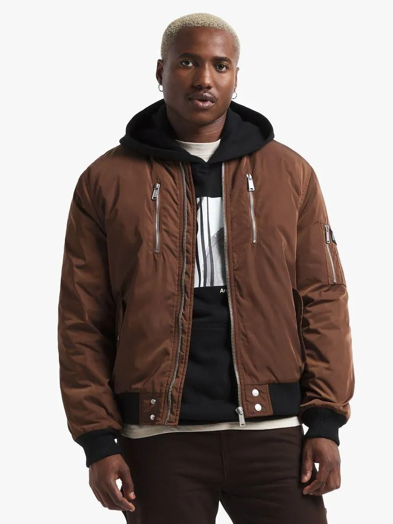 Redbat Men's Brown Utility Brown Bomber Jacket