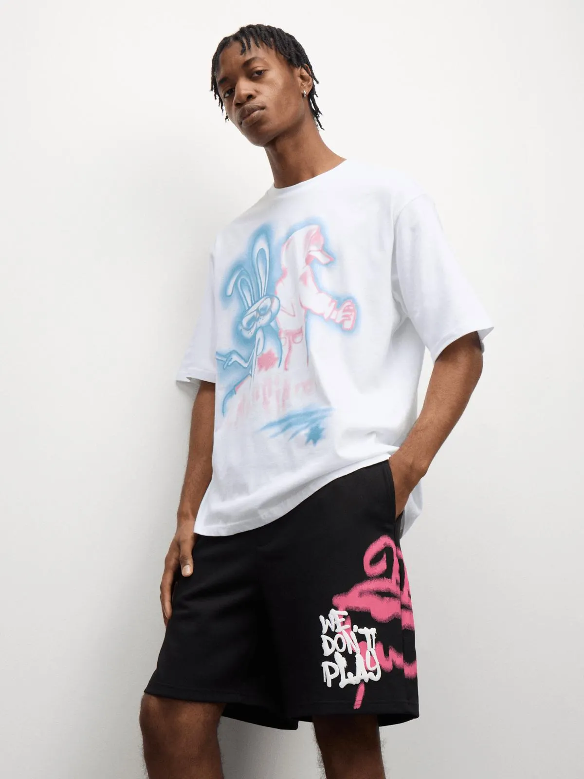 The FIX Men's Black Graphic Shorts