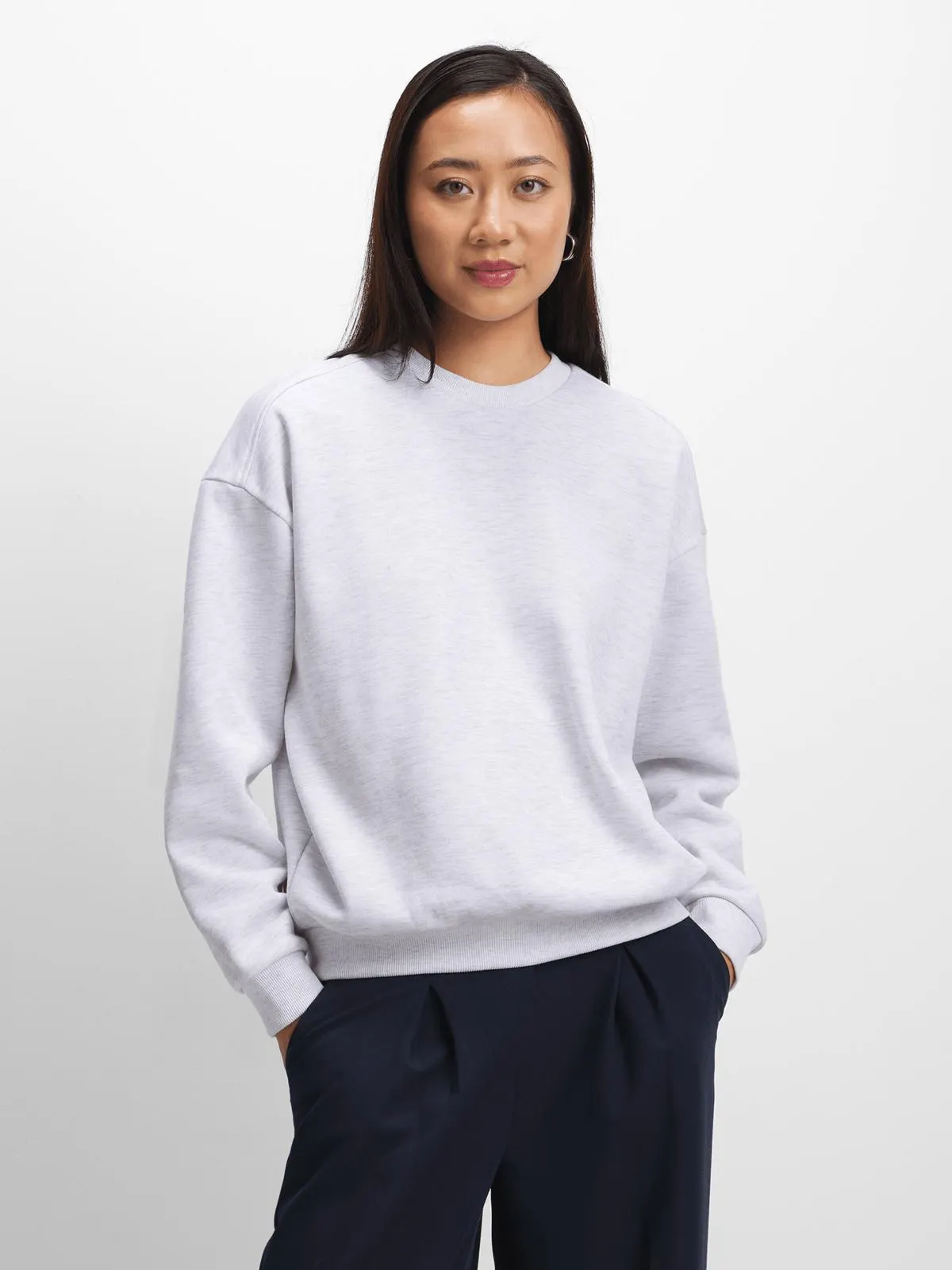 Exact Women's Ice Grey Melange Sweat Top
