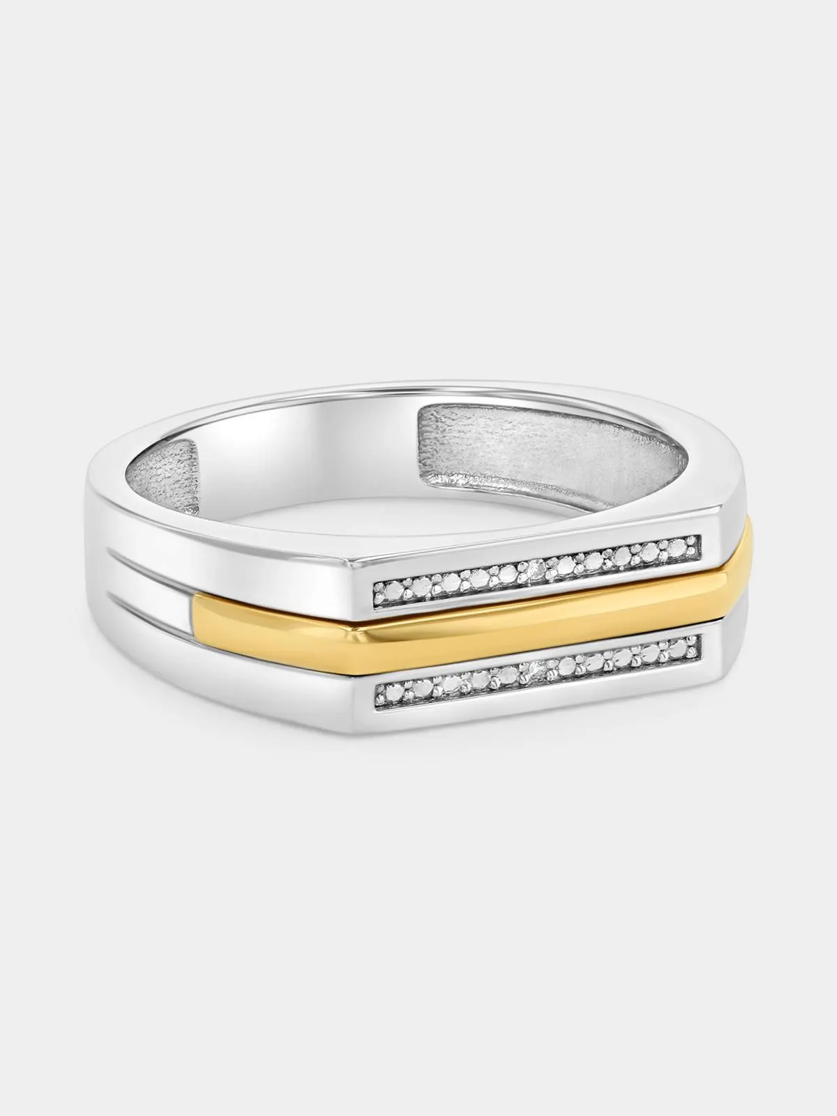 Yellow Gold & Sterling Silver Earth Grown Diamond Parallel Ring