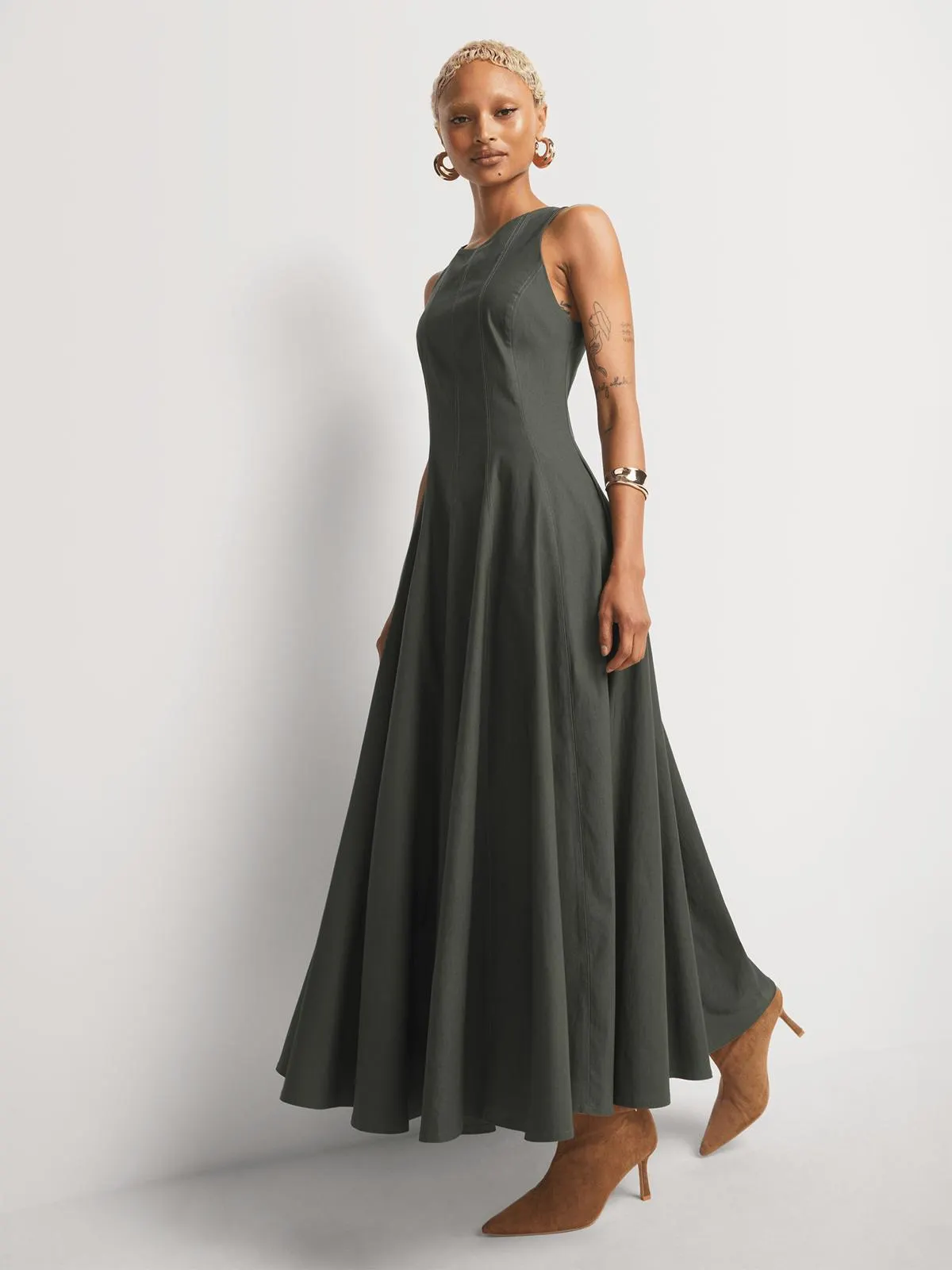 Fit & Flare Panelled Maxi Dress