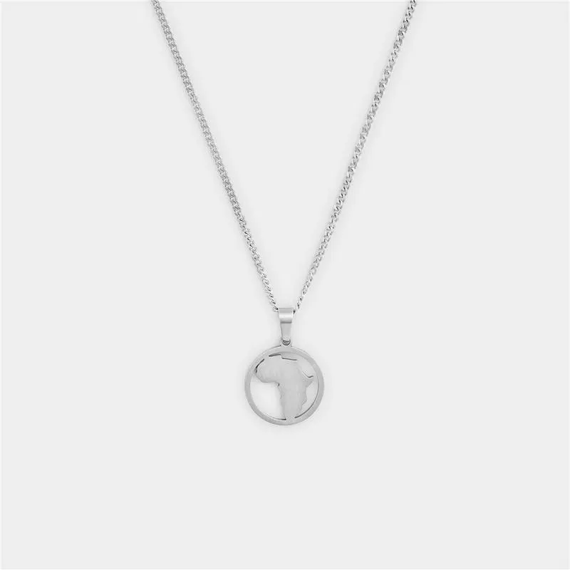 Stainless Steel Africa Circle Pendant