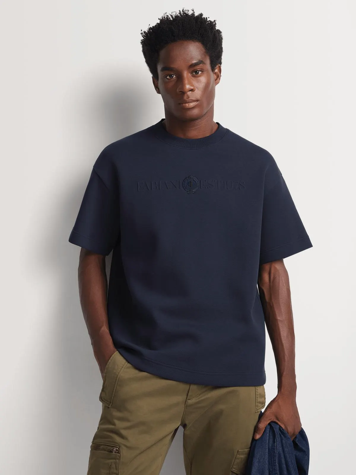 Fabiani Men's Navy Oversized Pique T-shirt