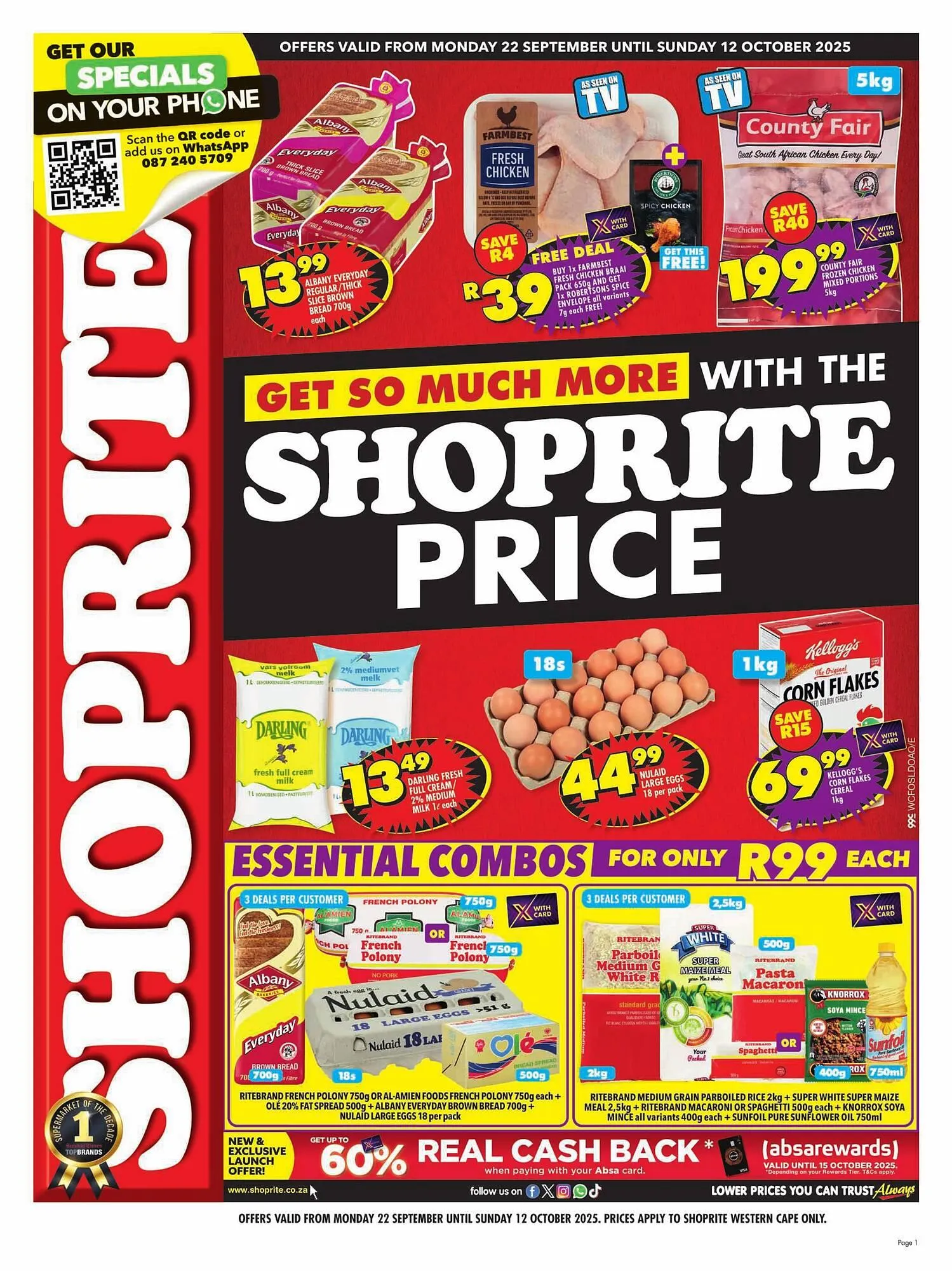 Shoprite catalogue from 22 September to 12 October 2025 - Catalogue Page 1