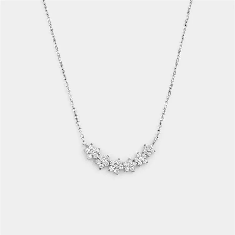 Sterling Silver Cubic Zirconia Flower Necklace