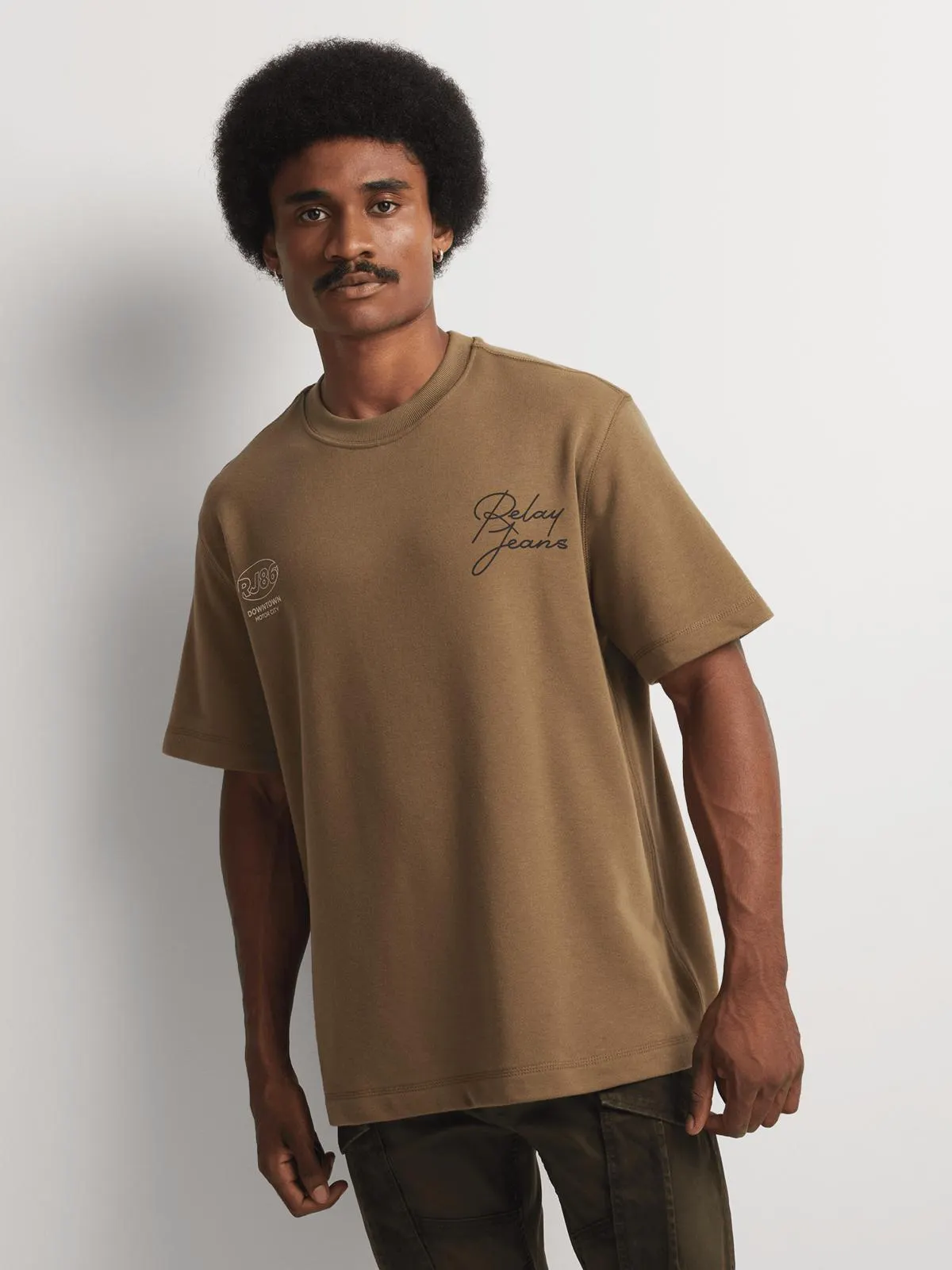 Relay Jeans Men's Fleece Downtown Taupe T-Shirt