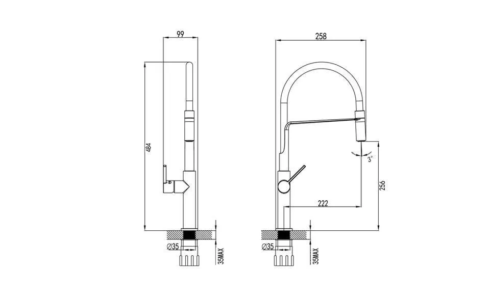 Tivoli Varano Black & Chrome Sink Mixer
