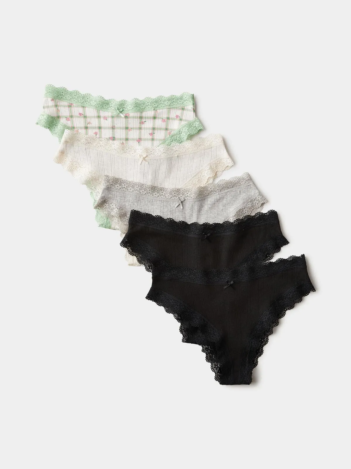 Women's Cotton On Multicolour Organic Cotton Lace Cheeky Brief 5 Pack