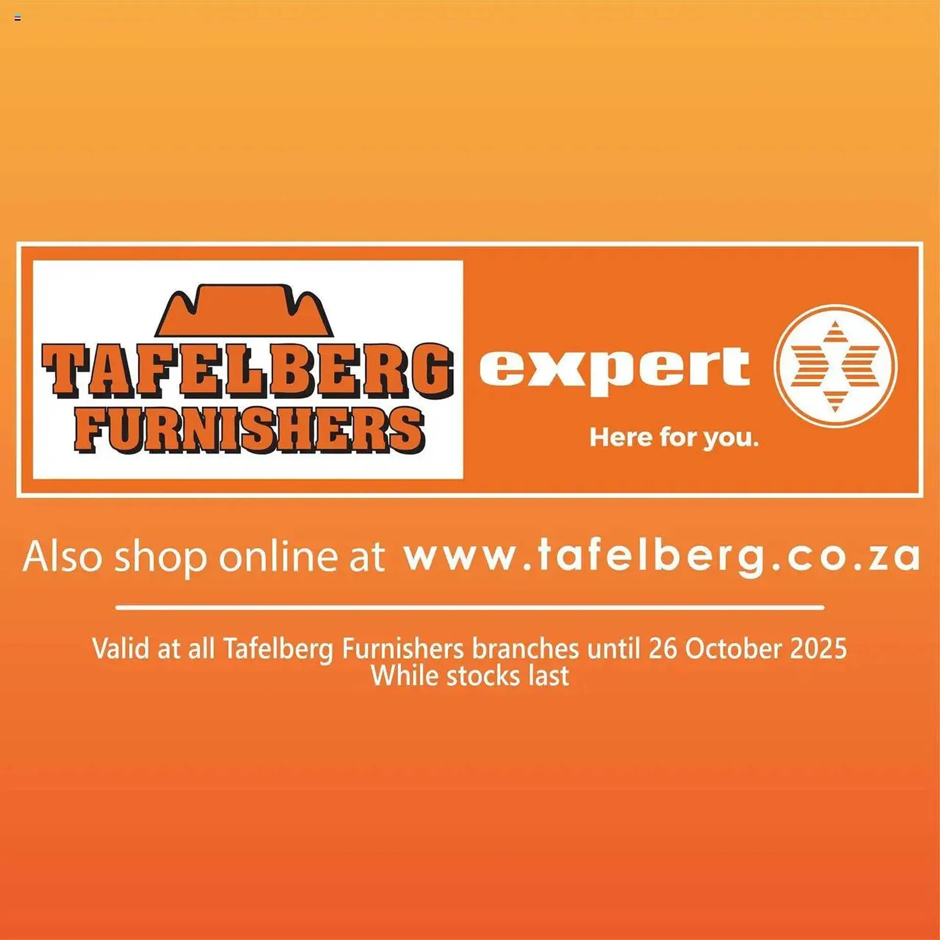 Tafelberg Furnishers catalogue from 16 October to 26 October 2025 - Catalogue Page 1