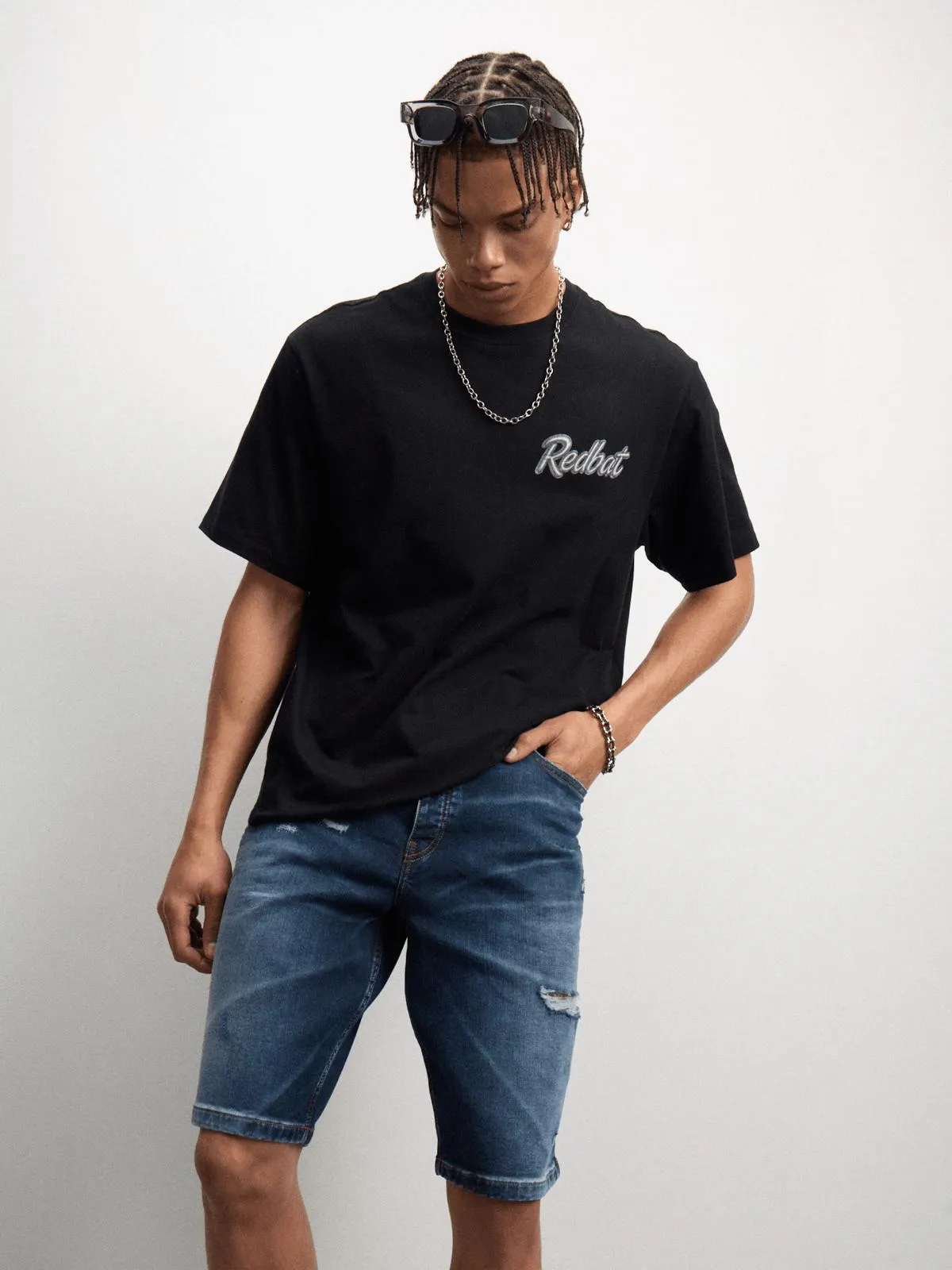 Redbat Men's Dark Blue Denim Shorts