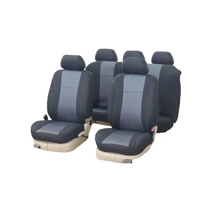 Autogear 9 Piece Woven Jacquard Seat Cover Set Black