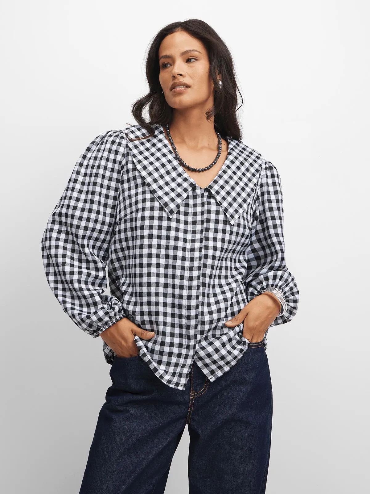 Jet Women's Black/White Peter Pan Blouse