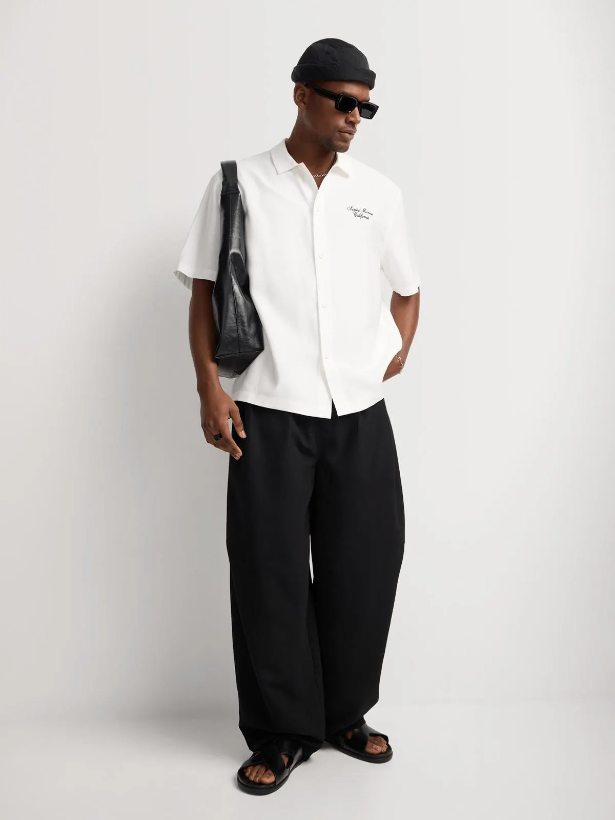 Markham Men's Script Emroidery Ecru Shirt