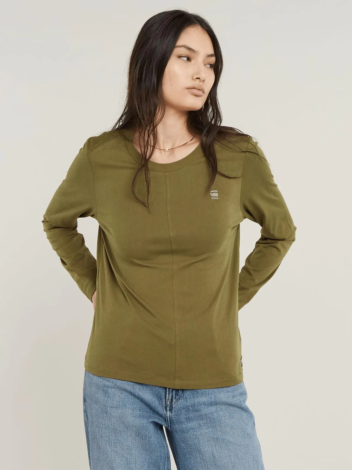 G-Star Women's Front Seam Antic Green Top