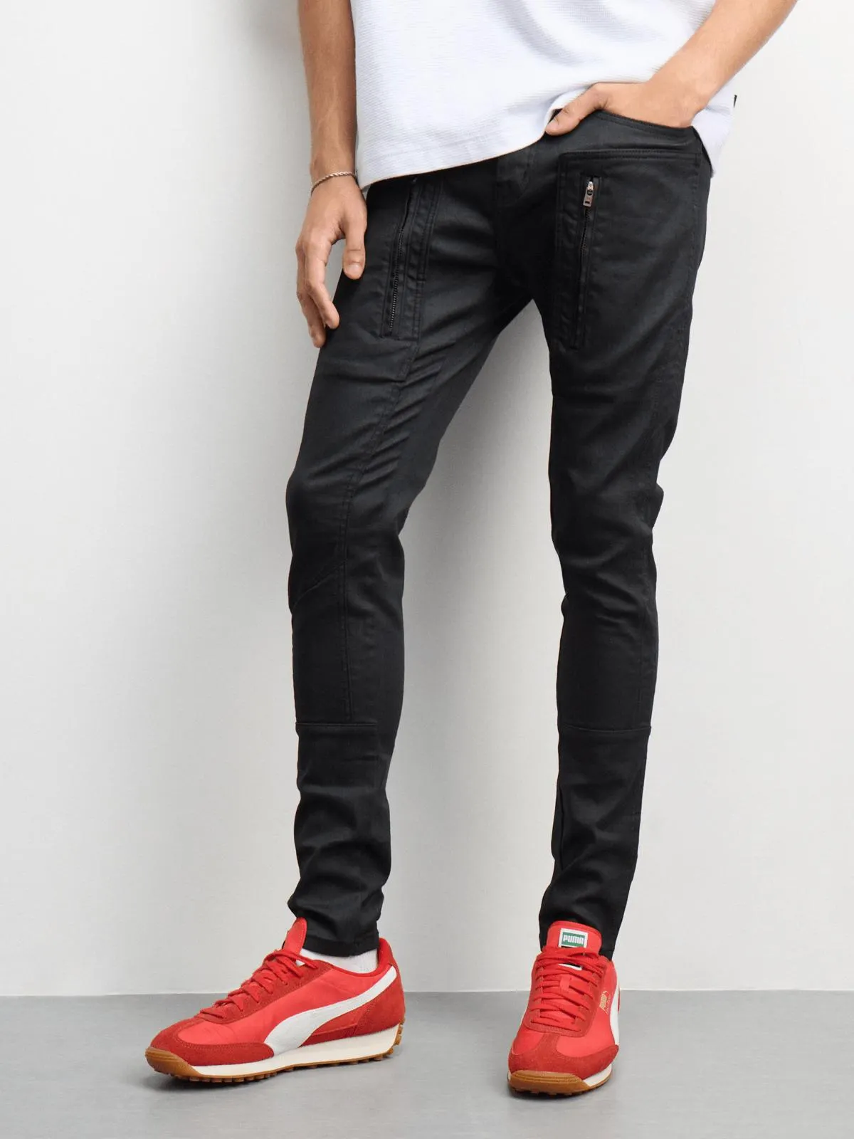 Redbat Men's Coated Skin Super Skinny Jeans