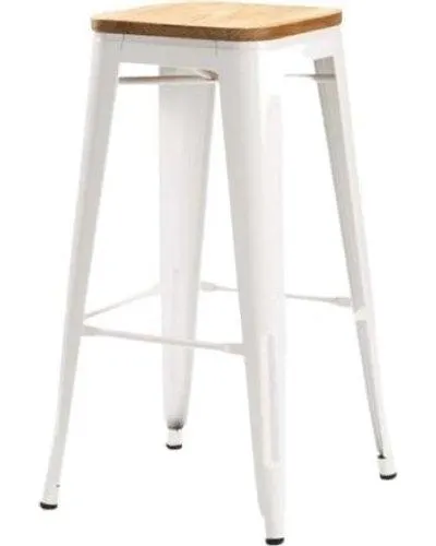 Bronx Barstool With Wood (White)