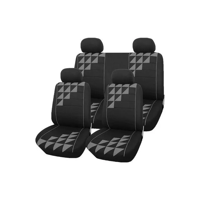 TRIANGLE PATTERN SEAT COVER 10 PIECE GREY