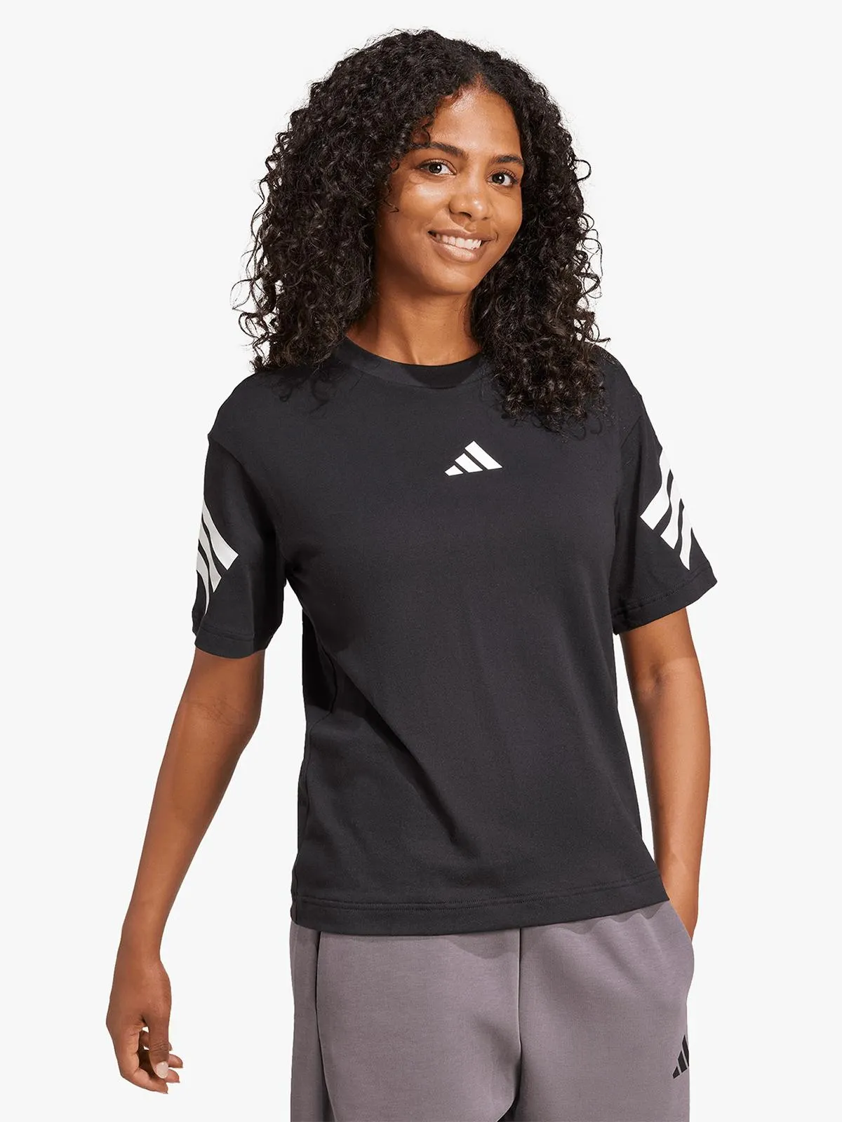 adidas Womens Future Icons 3-Stripes Black Tee