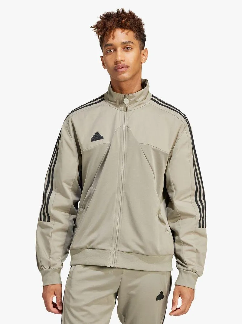 Mens adidas Tiro Material Mix Long Sleeve Khaki Track Top
